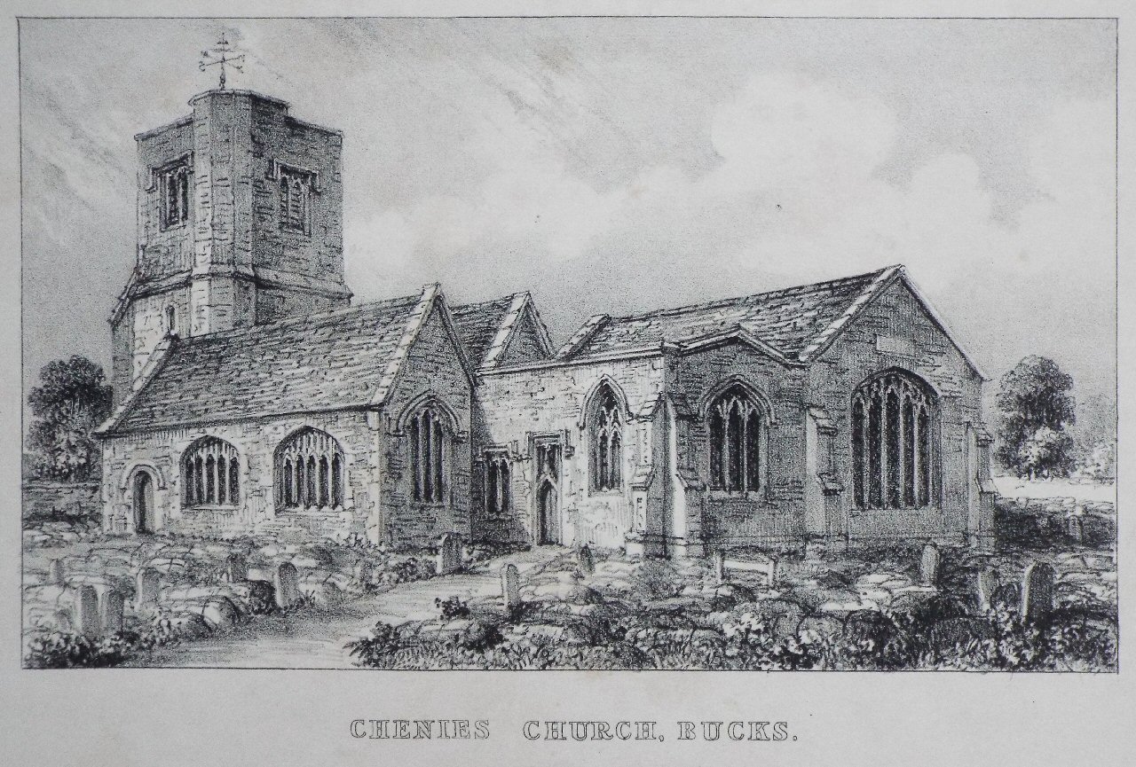 Lithograph - Chenies Church, Bucks.